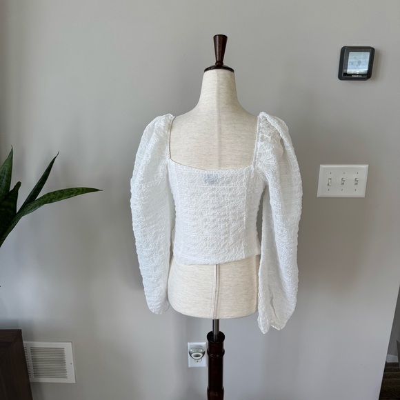 Harper Corset Elegant White Puff Sleeve Top - Picture 5 of 8
